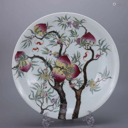 A Chinese Famille Rose Peach Painted Porcelain Plate