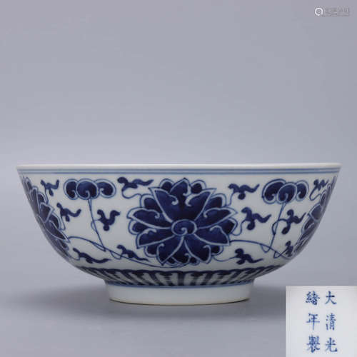 A Chinese Blue and White Twine Lotus Pattern Porcelain Bowl