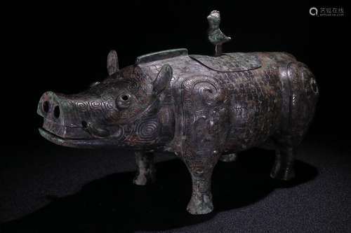 A Chinese Bronze Ware Pig-Shaped Ornament