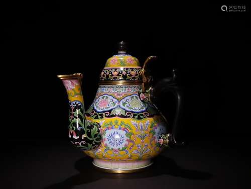 A Chinese Bronze Enameled Pot