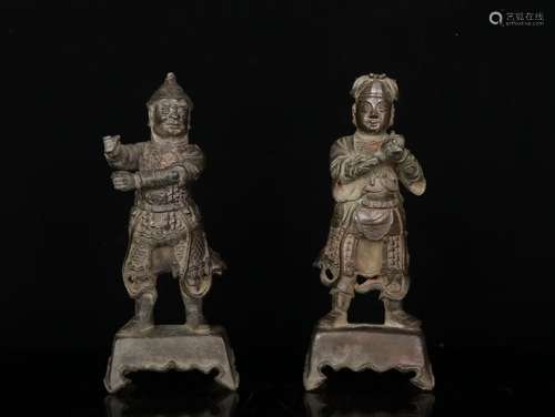 Pair Of Chinese Bronze Statues