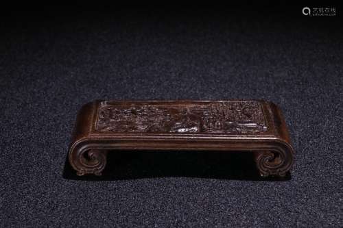 A Chinese Agarwood Ink Bed With Story Carving