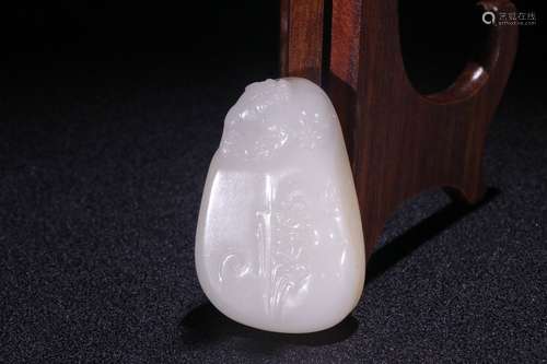 A Chinese Hetian Jade Stone With Beast Carving