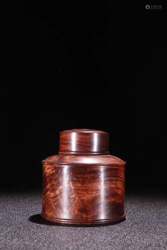 A Chinese Yellow Pear Wood Tea Jar