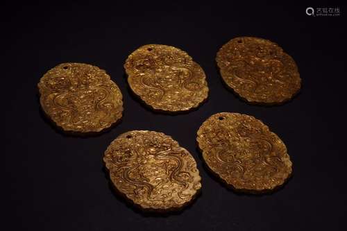 Set Of Chinese Gilt Bronze Pendants