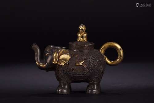 A Chinese Gilt Bronze Ornament Of Elephant Shaped