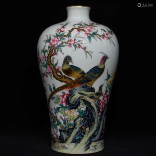 A Chinese Famille Rose Meiping Vase Of Floral&Bird