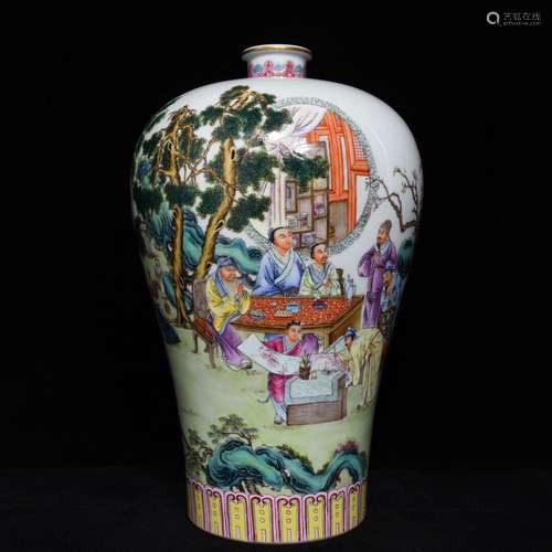 A Chinese Famille Rose Meiping Vase Of Story