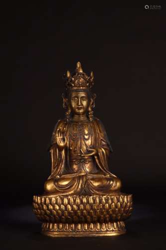 A Chinese Gilt Bronze Sitting Buddha