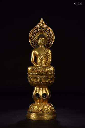A Chinese Gilt Bronze Gautama Buddha Statue