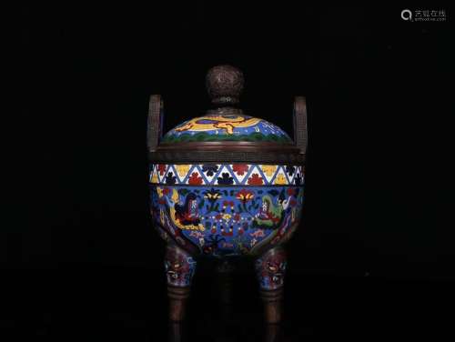 A Chinese Bronze Censer With Cloisonne Decorated