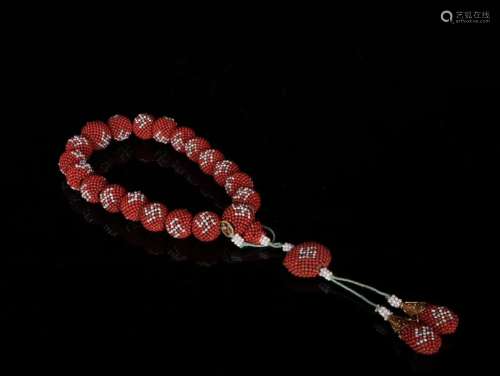A Chinese Red Coral Bracelet