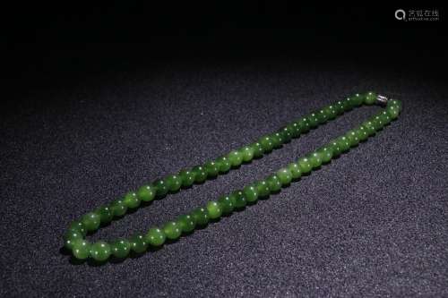 A Chinese Green Hetian Jade Necklace