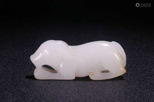 A Chinese Hetian Jade Pendant Of Dog Carving