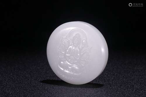 A Chinese Hetian Jade Pendant Of Guanyin Carving