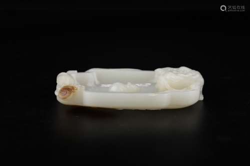 A Chinese Hetian Jade Brush Washer With Dragon Carving