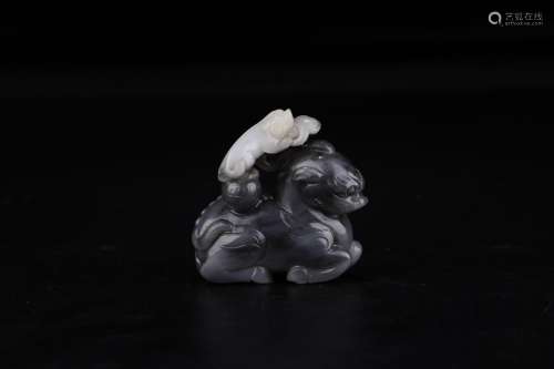 A Chinese Hetian Jade Pendant Of Lionshaping