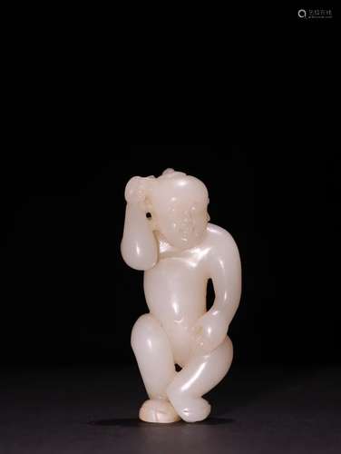 A Chinese Hetian Jade Ornament Of Figure Shaping