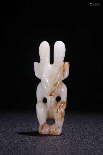 A Chinese Hetian Jade Ornament Of Figure Shaping