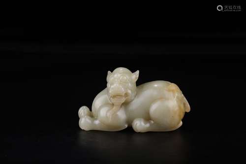 A Chinese Hetian Jade Ornament Of Beast Shaping