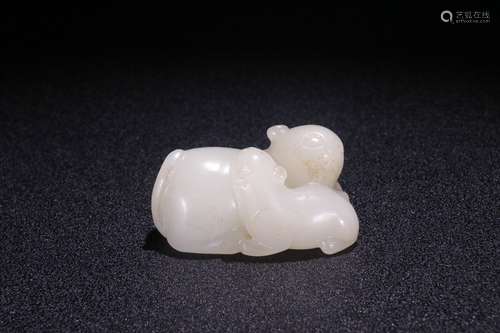 A Chinese Hetian Jade Pendant Of Tiger Shaping