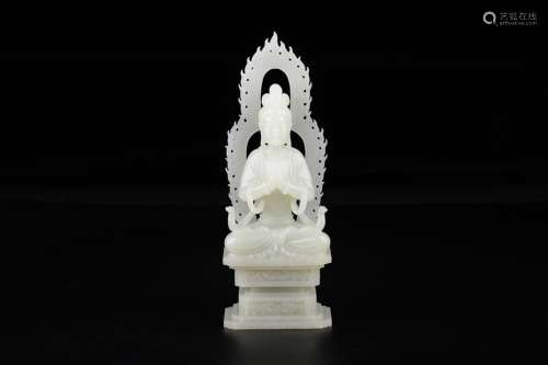 A Chinese Hetian Jade Guanyin Statue