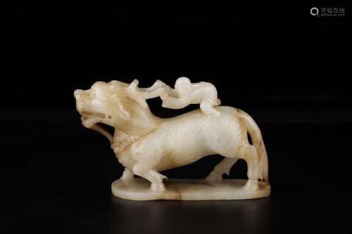 A Chinese Hetian Jade Ornament Of Beast Shaping