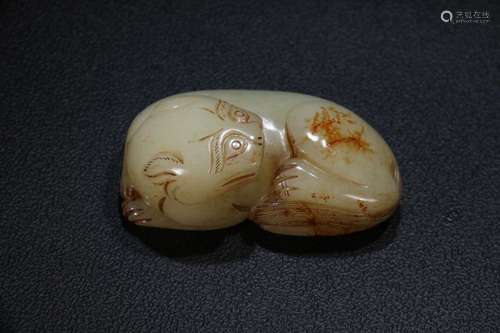 A Chinese Hetian Jade Pendant Of Beast Shaping