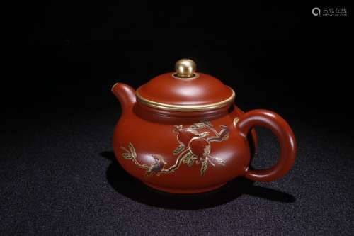 A Chinese Zisha Teapot Of Painting With Mark