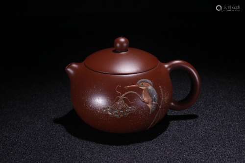 A Chinese Zisha Teapot Of Painting