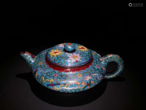 A Chinese Zisha Teapot Of Cloisonne