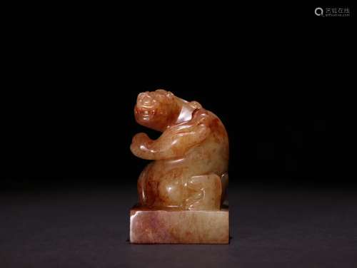 A Chinese Hetian Jade Seal Of Beast