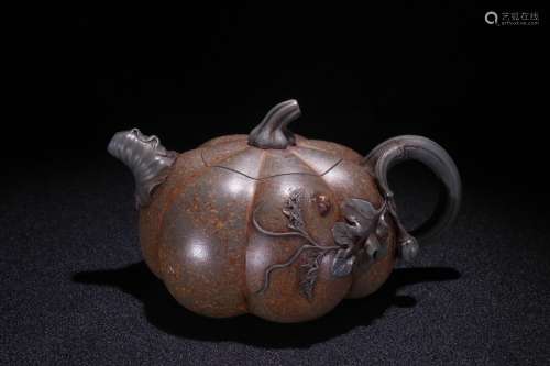 A Chinese Zisha Teapot Of Pumpking Shaping