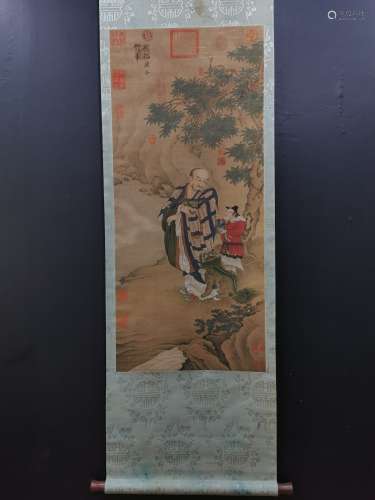 A Chinese Vertical Axis Painting Of Figure With Mark