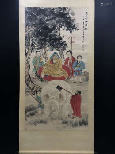 A Chinese Vertical Axis Painting Of Story With Mark