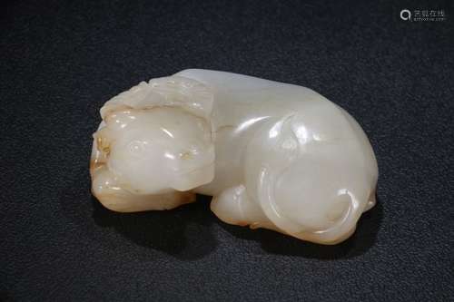 A Chinese Hetian Jade Pendant Of Bull Shaping