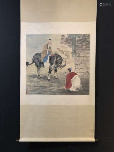 A Chinese Vertical Axis Painting Of Story With Mark