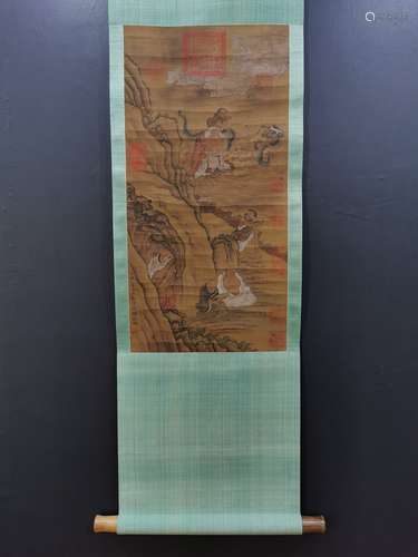 A Chinese Vertical Axis Painting Of Arhat With Mark