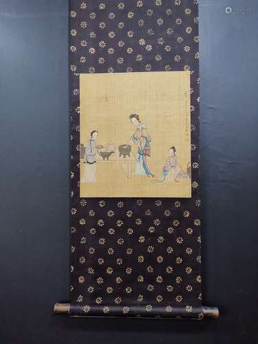 A Chinese Vertical Axis Painting Of Figure With Mark