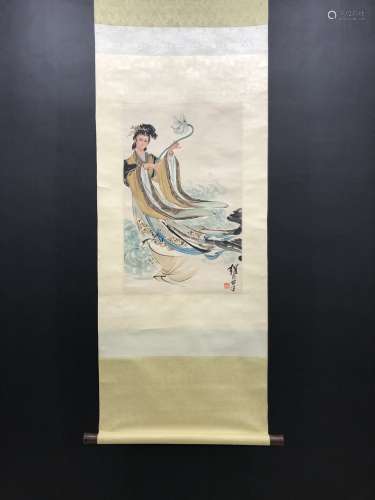 A Chinese Vertical Axis Painting Of Figure With Mark