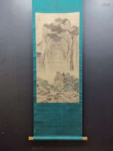 A Chinese Vertical Axis Painting Of Landscape With Mark