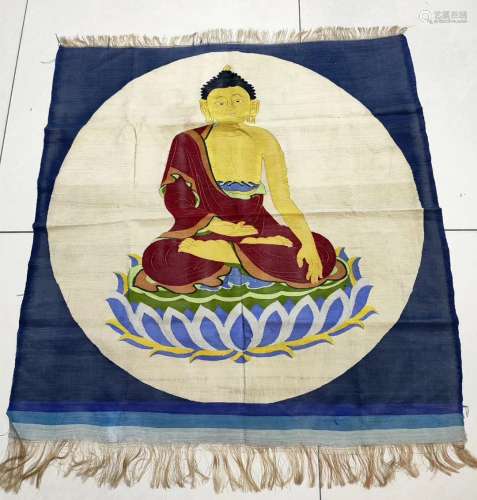 A Chinese Embroidery Gautama Buddha Tangka