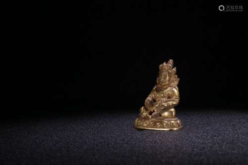 A Chinese Gilt Bronze Caishen Statue