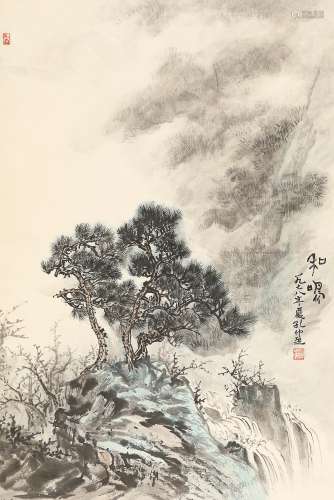 孔仲起 山水轴