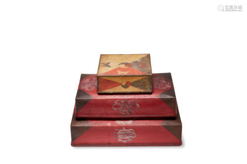 Three Jiham (PAPIER MACHÉ boxes) Early 20th century