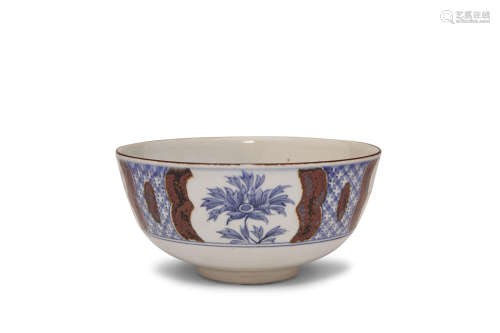 ITO TOZAN II (1871-1937) A porcelain bowl with underglaze decoration and a porcelain sweet dish with enamel decoration Taisho (1912-1926) or Showa (1926–1989) era, 1920s-1930s