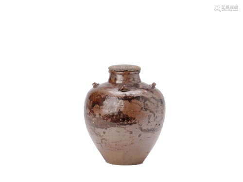 A stoneware tea-leaf jar Bizen or Seto ware Muromachi (1333-1573) or Momoyama (1573-1615) period, 16th/17th century