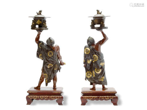 Miyao Company (late 19th century) A pair of bronze incense burners formed as sumo wrestlers Meiji era (1868-1912), late 19th century