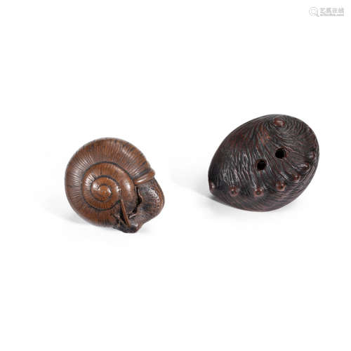 Two wood netsuke The first by Bokuzan, the second by Kozan Edo period (1615-1868), 19th century