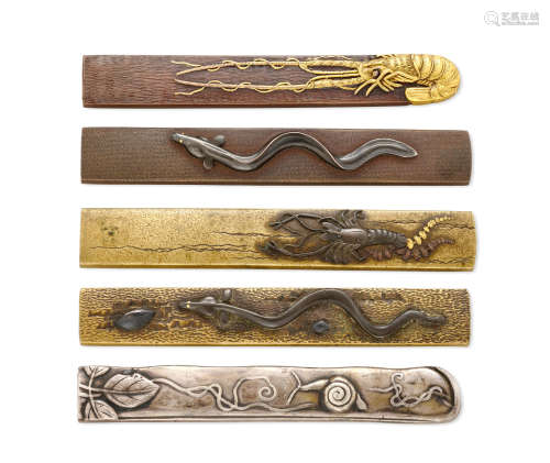 A group of five kozuka Edo period (1615-1868) or Meiji era (1868-1912), 19th century